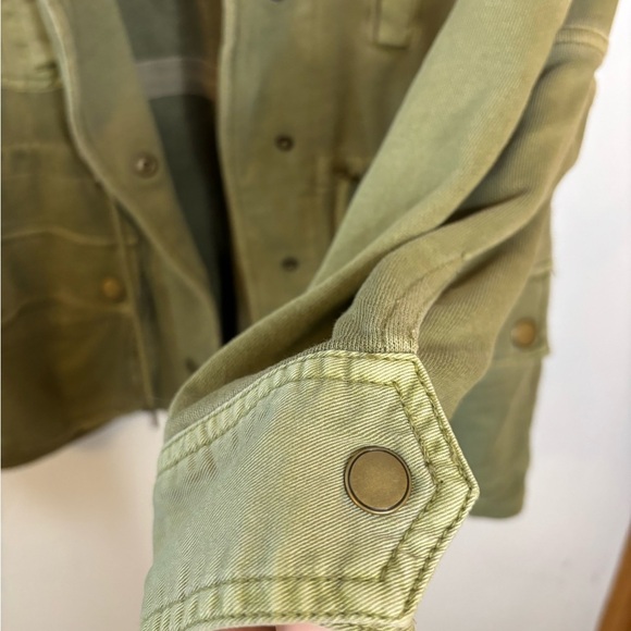 Free People Sage Green Mixed Media Saturday Cozy Utility Jacket - Picture 9 of 11